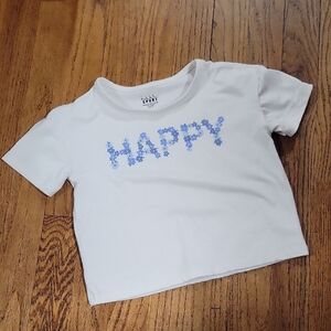 Nicole Miller Sz 4T White Kids T-Shirt with Blue Happy Print